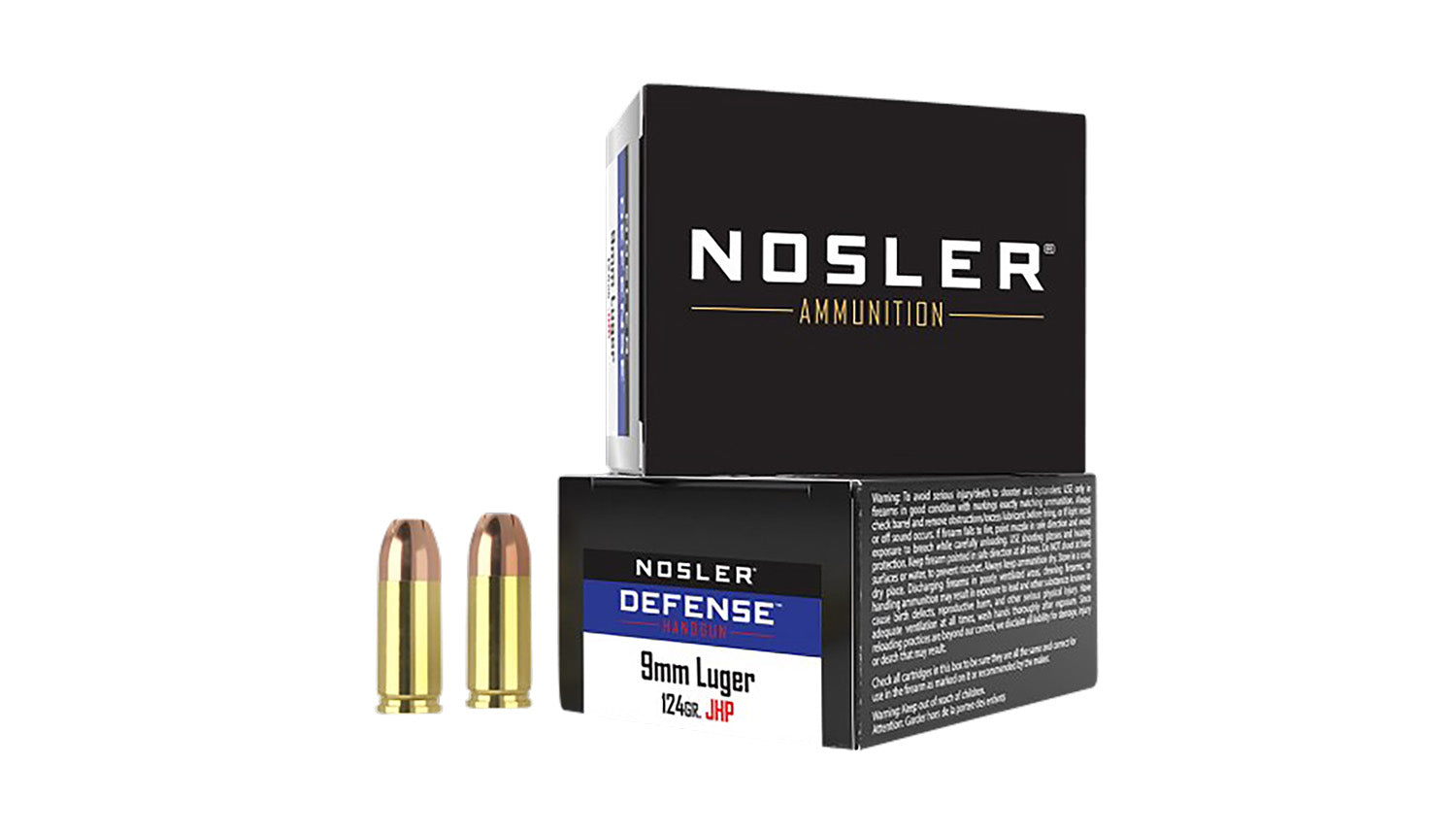 Nosler 9mm Luger / Parabellum Defense +P Bonded Performance Jacketed Hollow Point 124 Grain 20/Box