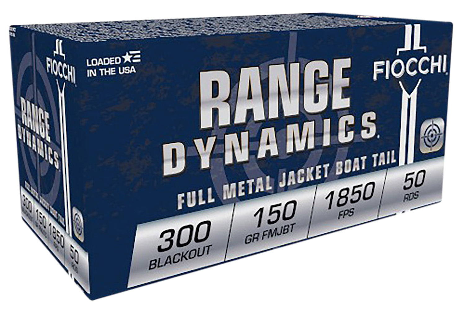 Fiocchi .300 AAC Blackout Range Dynamics Full Metal Jacket Boat Tail 150 Grain 50/Box