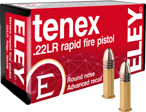 Eley 130 Tenex Rapid Fire Pistol Round Nose 40 Grain .22 Long Rifle 1085 FPS.