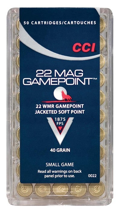 CCI .22 Magnum / WMR Gamepoint Jacketed Soft Point 40 Grain 50/Box