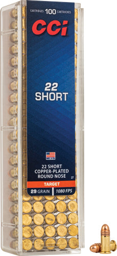 CCI .22 Short Short HV Copper-Plated Round Nose 29 Grain 100/Box