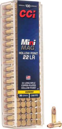 CCI .22 Long Rifle Mini-Mag Copper Plated Hollow Point 36 Grain 100/Box