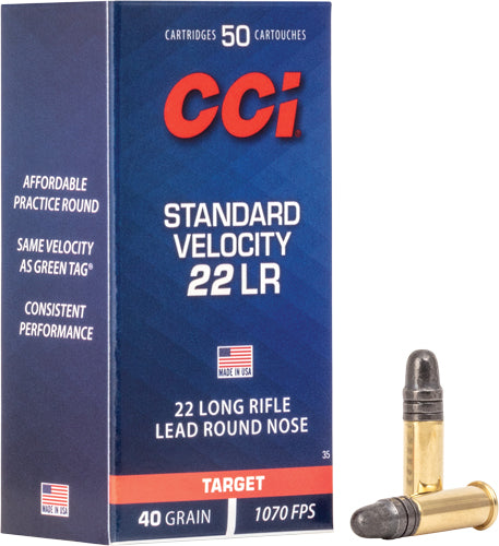 CCI 35 Standard Velocity Lead Round Nose 40 Grain .22 Long Rifle 1070 fps