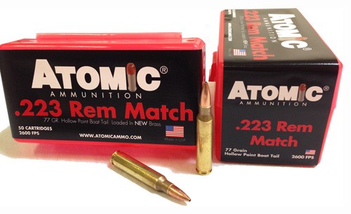 Atomic .223 Remington Match Hollow Point Boat Tail 77 Grain 50/Box