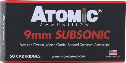Atomic 9mm Luger / Parabellum Subsonic Bonded Match Hollow Point 147 Grain 50/Box