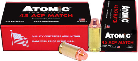 Atomic .45 ACP/Auto Match Precision Craft LEAD Semi Wadcutter 185 Grain 50/Box
