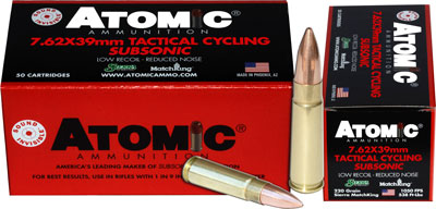 Atomic 7.62x39mm Subsonic Hollow Point Boat Tail 220 Grain 50/Box