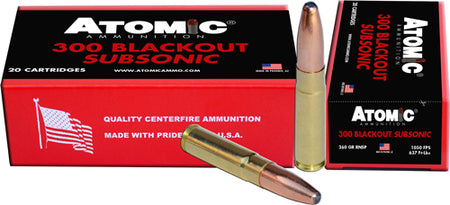Atomic .300 AAC Blackout Subsonic Round Nose Soft Point Boat Tail 260 Grain 20/Box