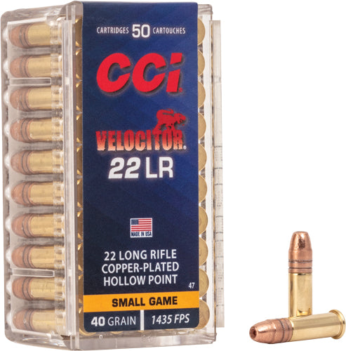 CCI .22 Long Rifle Velocitor Copper Plated Hollow Point 40 Grain 50/Box