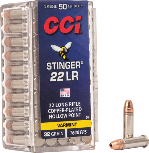 CCI 50 Stinger Copper Plated Hollow Point 32 Grain .22 Long Rifle 1640 fps