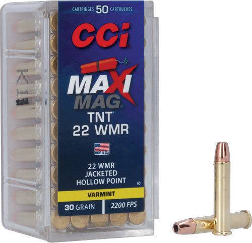 CCI .22 Magnum / WMR Maxi-Mag TNT TNT Jacketed Hollow Point 30 Grain 50/Box