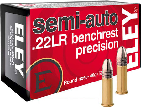 Eley .22 Long Rifle Semi-auto Benchrest Round Nose 40 Grain 50/Box