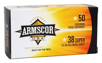 Armscor .38 Super USA Full Metal Jacket 125 Grain 50/Box [Item 1482]