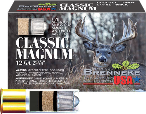 Brenneke 12 Gauge Classic Magnum Hunting Slug 1-1/8 oz 2.75 in 5/Box