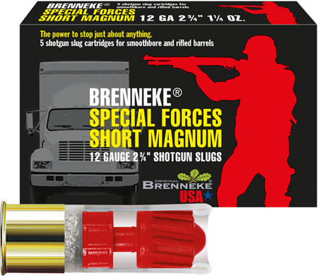 Brenneke 12 Gauge Special Forces Short Magnum Home Defense Slug 1-1/4 oz 2.75 in 5/Box