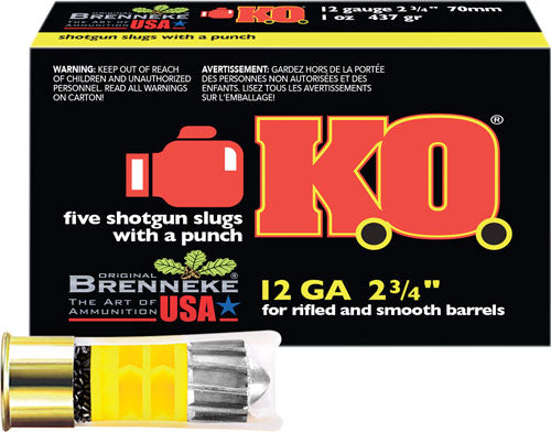 Brenneke 12 Gauge K.O. Hunting Slug 1 oz 2.75 in 5/Box