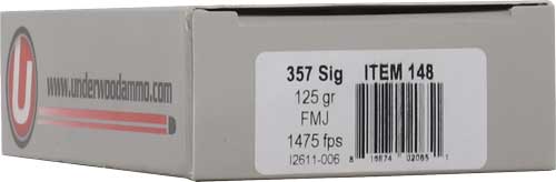 Underwood Ammo .357 Sig  Full Metal Jacket Flat Nose 125 Grain 50/Box