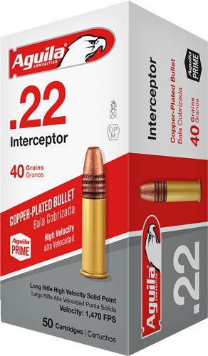 Aguila .22 Long Rifle Interceptor Copper Plated Hollow Point 40 Grain 1000/Box