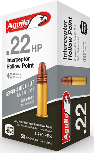 Aguila .22 Long Rifle Interceptor Copper Plated Hollow Point 40 Grain 1000/Box