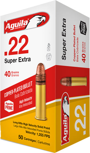 Aguila .22 Long Rifle Super Extra Hi-Velocity Copper Plated Solid Point 40 Grain 2000/Box [Item 162]