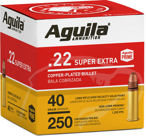 Aguila .22 Long Rifle Super Extra Hi-Velocity Copper Plated Solid Point 40 Grain 250/Box