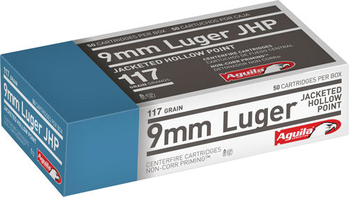Aguila 9mm Luger / Parabellum Pistol Jacketed Hollow Point 117 Grain 50/Box