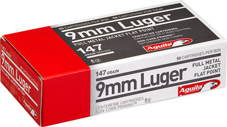 Aguila 9mm Luger / Parabellum Target & Range Full Metal Jacket Flat Point 147 Grain 50/Box