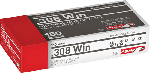 Aguila .308 Win / 7.62x51mm Target & Range Full Metal Jacket Boat Tail 150 Grain 20/Box [Item 3076]