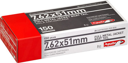 Aguila .308 Win / 7.62x51mm Target & Range Full Metal Jacket Boat Tail 150 Grain 20/Box [Item 3015]