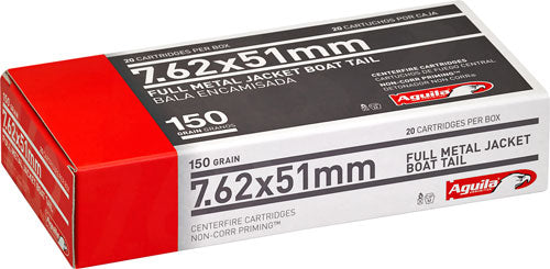 Aguila .308 Win / 7.62x51mm Target & Range Full Metal Jacket Boat Tail 150 Grain 20/Box [Item 3015]