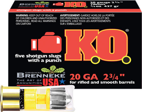 Brenneke 20 Gauge K.O. Hunting Slug 3/4 oz 2.75 in 5/Box [Item 6358]