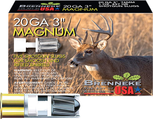 Brenneke 20 Gauge Magnum Hunting Slug 1 oz 3 in 5/Box