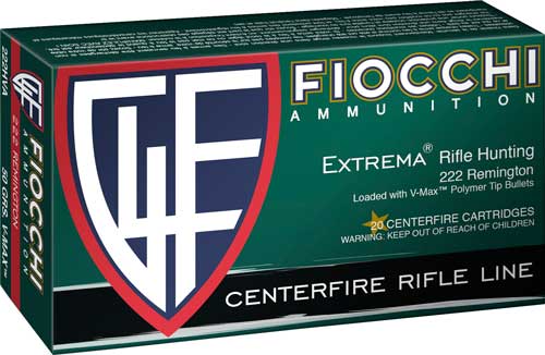 Fiocchi .222 Remington Field Dynamics Hornady V-Max 50 Grain 20/Box