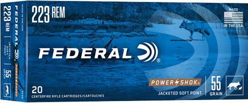 Federal .223 Remington PowerShok Jacketed Soft Point 55 Grain 20/Box