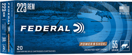 Federal .223 Remington PowerShok Jacketed Soft Point 55 Grain 20/Box