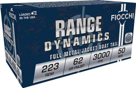 Fiocchi .223 Remington Range Dynamics Full Metal Jacket Boat Tail 62 Grain 50/Box