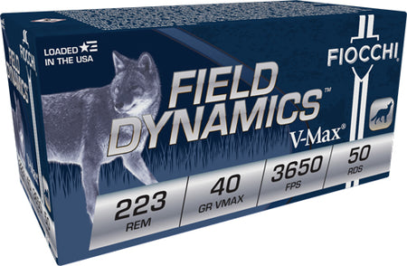 Fiocchi .223 Remington Extrema Field Dynamics Hornady V-Max 40 Grain 50/Box