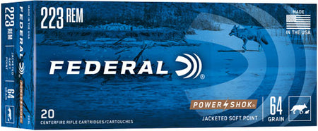 Federal .223 Remington PowerShok Jacketed Soft Point 64 Grain 20/Box