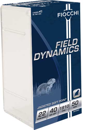 Fiocchi .22 Magnum / WMR Field Dynamics Jacketed Soft Point 40 Grain 50/Box