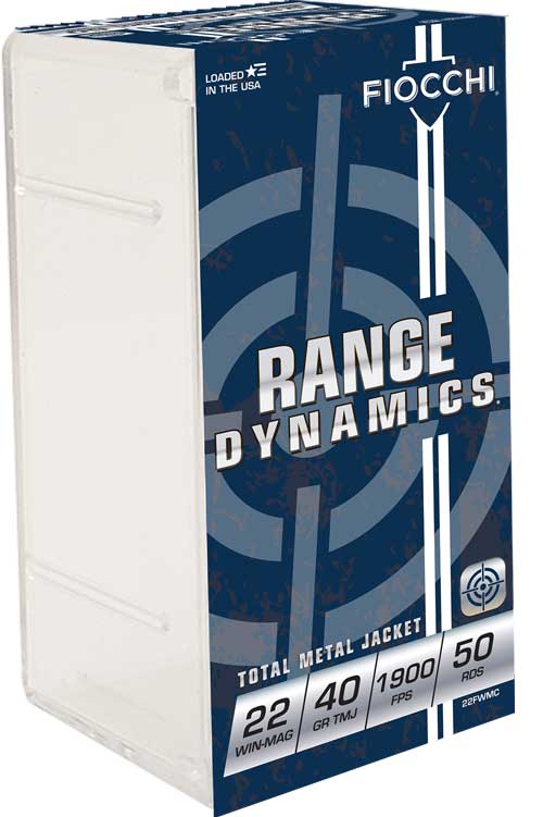 Fiocchi Training Dynamics Rimfire Ammo 22 WMR 40 gr Total Metal Jacket 50 Per Box/20 Case