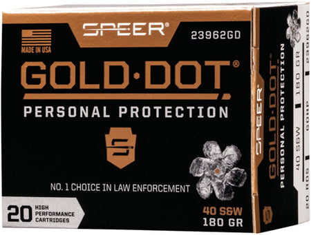 Speer .40 S&W Gold Dot Personal Protection Jacketed Hollow Point 180 Grain 20/Box