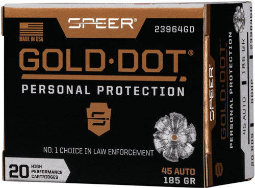 Speer .45 ACP/Auto Gold Dot Personal Protection Hollow Point 185 Grain 20/Box