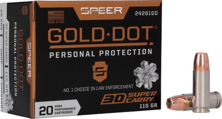 Speer .30 Super Carry Gold Dot Personal Protection Hollow Point 115 Grain 20/Box