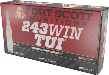 Fort Scott Munitions .243 Winchester Tumble Upon Impact (TUI) Solid Copper Spun 80 Grain 20/Box