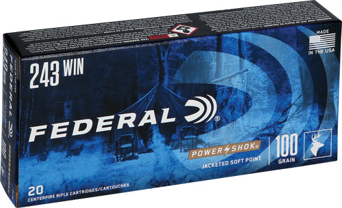 Federal .243 Winchester PowerShok Jacketed Soft Point 100 Grain 20/Box