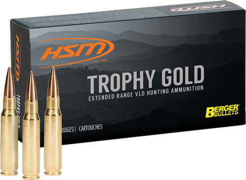 HSM .264 Winchester Mag Trophy Gold Berger Hunting VLD Match 130 Grain 20/Box