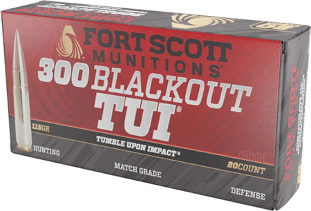 Fort Scott Munitions .300 AAC Blackout Tumble Upon Impact (TUI) Solid Copper Spun 115 Grain 20/Box