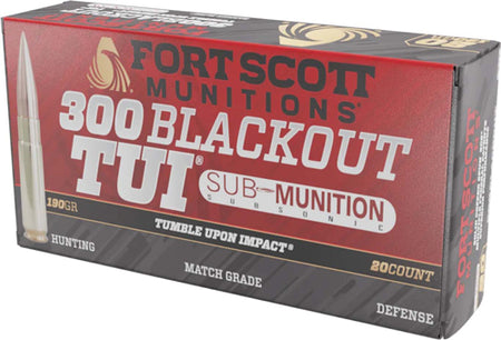 Fort Scott Munitions .300 AAC Blackout Tumble Upon Impact (TUI) Solid Copper Spun 190 Grain 20/Box
