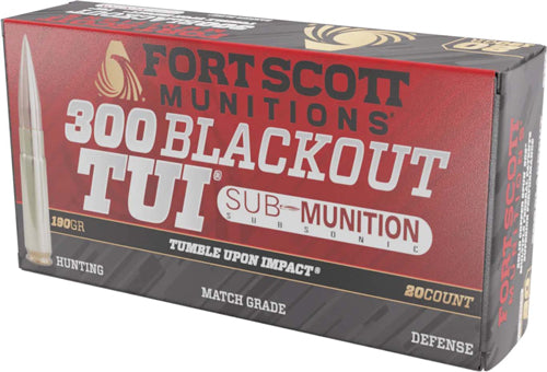 Fort Scott Munitions .300 AAC Blackout Tumble Upon Impact (TUI) Solid Copper Spun 190 Grain 20/Box