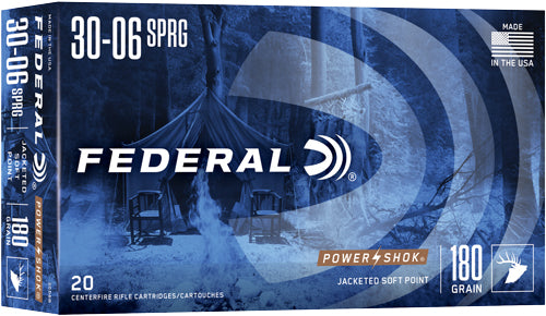 Federal .30-06 Springfield PowerShok Jacketed Soft Point 180 Grain 20/Box